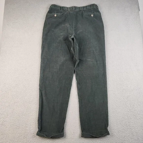 Vintage Corduroy Pants Men's 36x32 Green Cuffed Pleated Relaxed Retro 90s Y2K - Picture 2 of 8